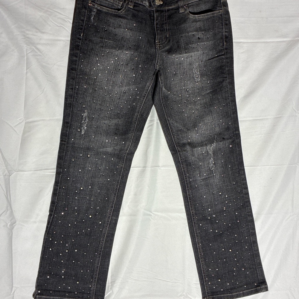 White House Black Market Jeans  long Straight Leg. Rhinestones on front only